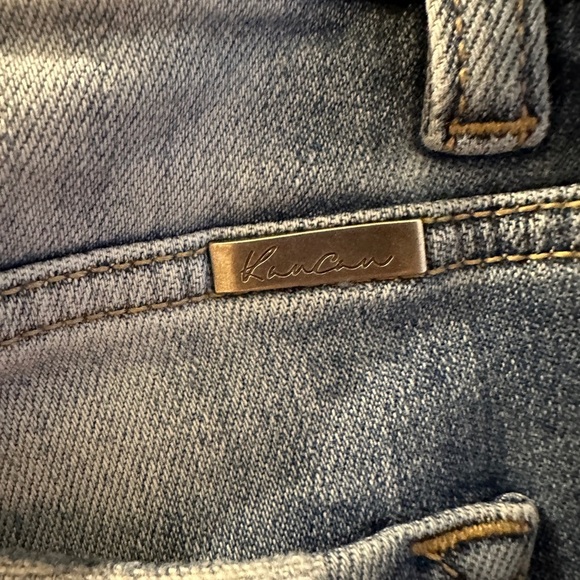 Kancan high rise slight distressed frayed slant hem. - Picture 3 of 5